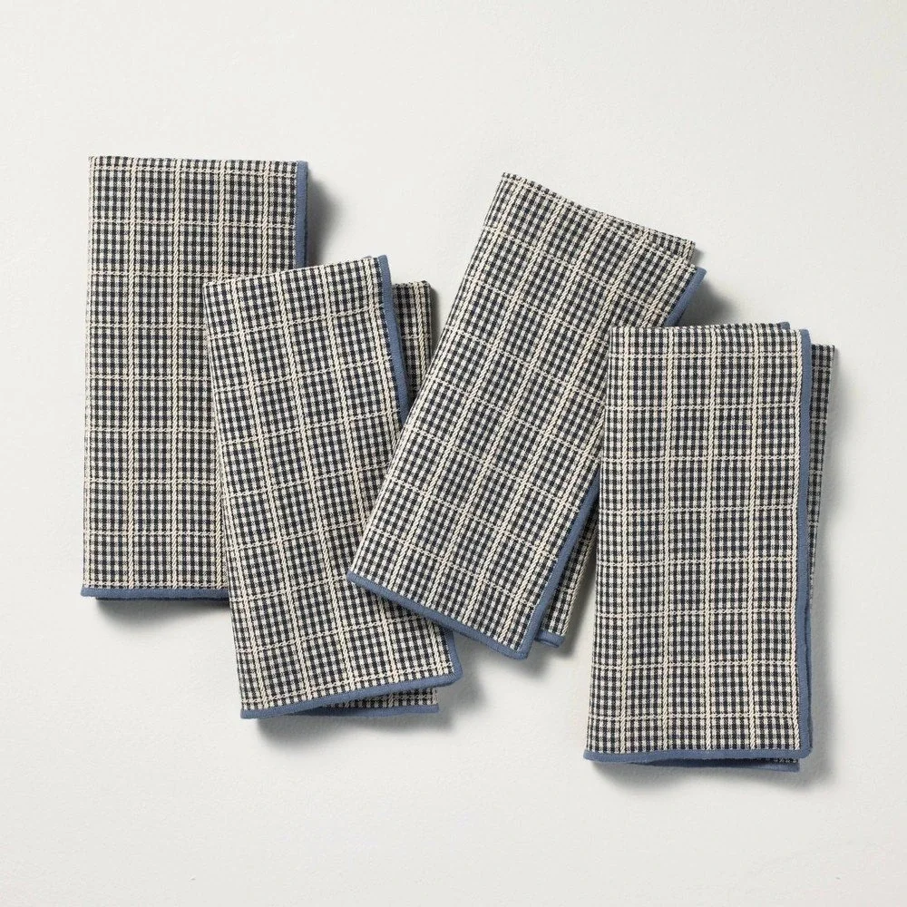 Set of 4 Plaid Cloth Napkins Navy/Blue - Hearth & Hand Magnolia, Target